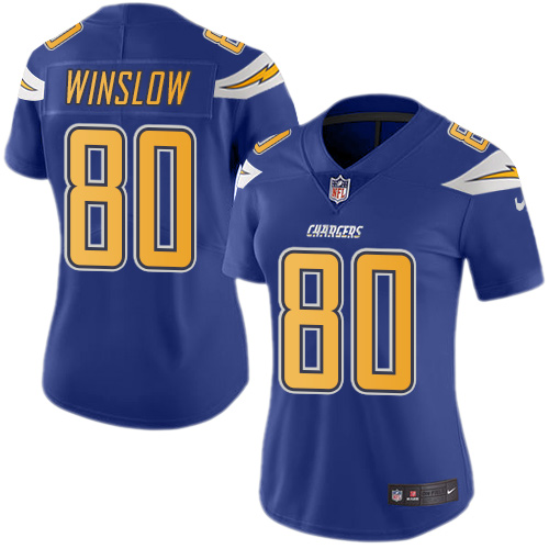 Women's Limited Kellen Winslow Nike Jersey Electric Blue - #80 Rush NFL Los Angeles Chargers